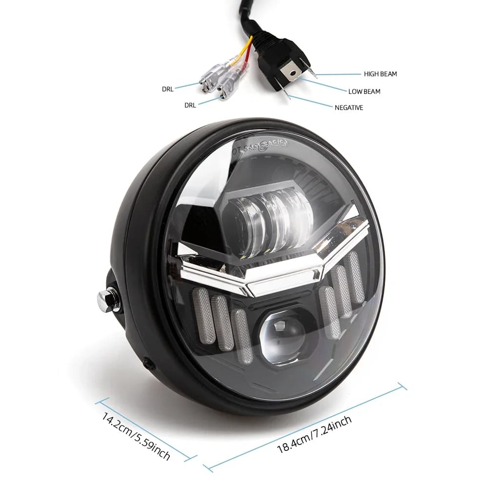 Phare rond de moto de 7 pouces, pour Harley Davidson Sportster Softail Dyna Fat Boy, ensemble de pha