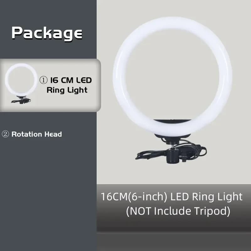 Anneau lumineux LED 16cm/26cm/30cm avec trépied pour vidéo de téléphone
