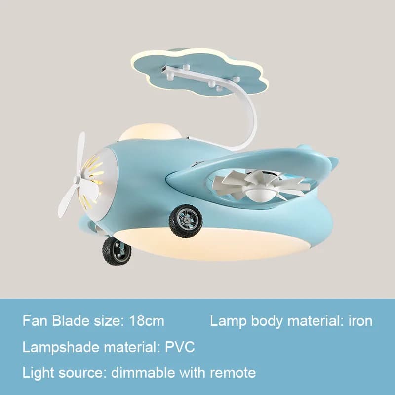 Ventilateur de plafond pour avion avec lampe, ventilateur électrique créatif, éclairage de chambre à