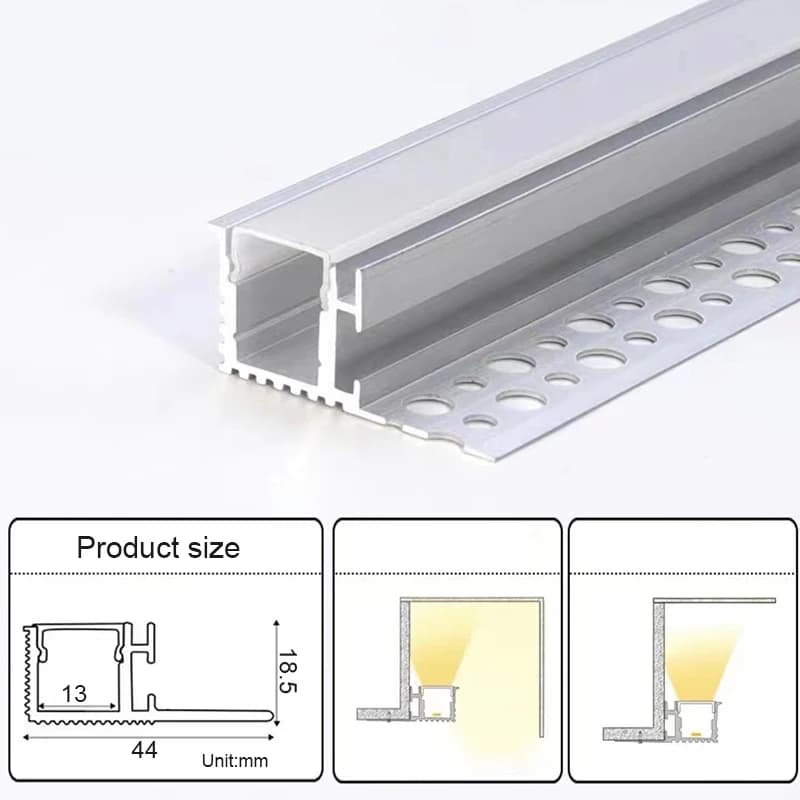 Profilé LED en aluminium pour plafond 0,5m/1m, bande LED rigide encastrée, éclairage linéaire décora
