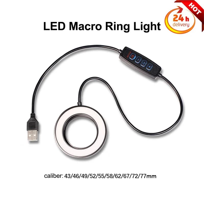 Flash annulaire LED pour macrophotographie, lumière d'appoint universelle pour appareils photo refle