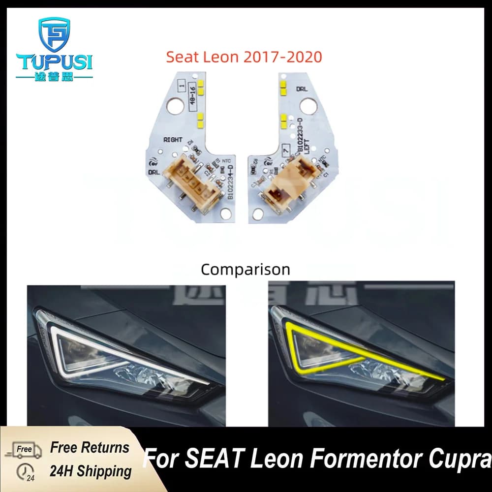 Plaques LED DRL jaunes pour Seat Leon ST 2017 2018 2019 2020 phare LED feux diurnes DRL 5F0941475A 5