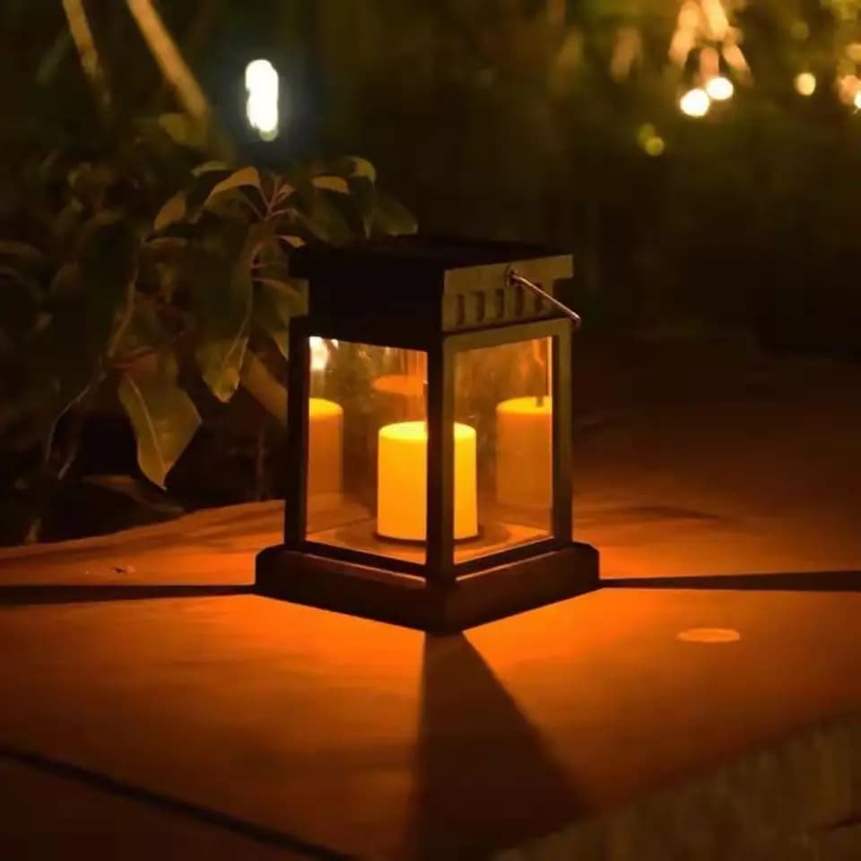 Lanterne solaire de palais, lampe de jardin, bougie LED solaire, lampadaire de Camping en plein air,