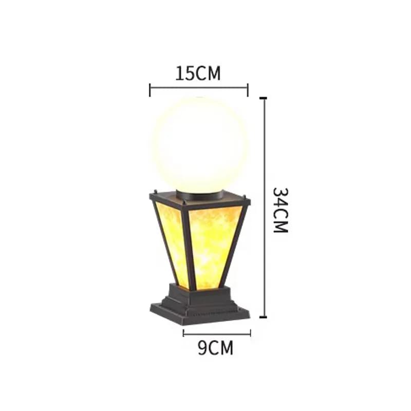Lampe de tête de colonne sphérique en imitation marbre imperméable pour l'extérieur, pour l'entrée d