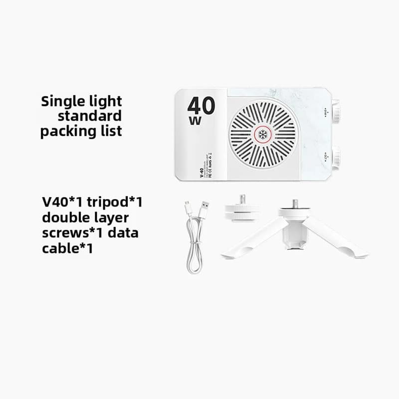 Lumière vidéo LED Portable 40W, Mini lumière Portable de poche, contrôle de la température, batterie