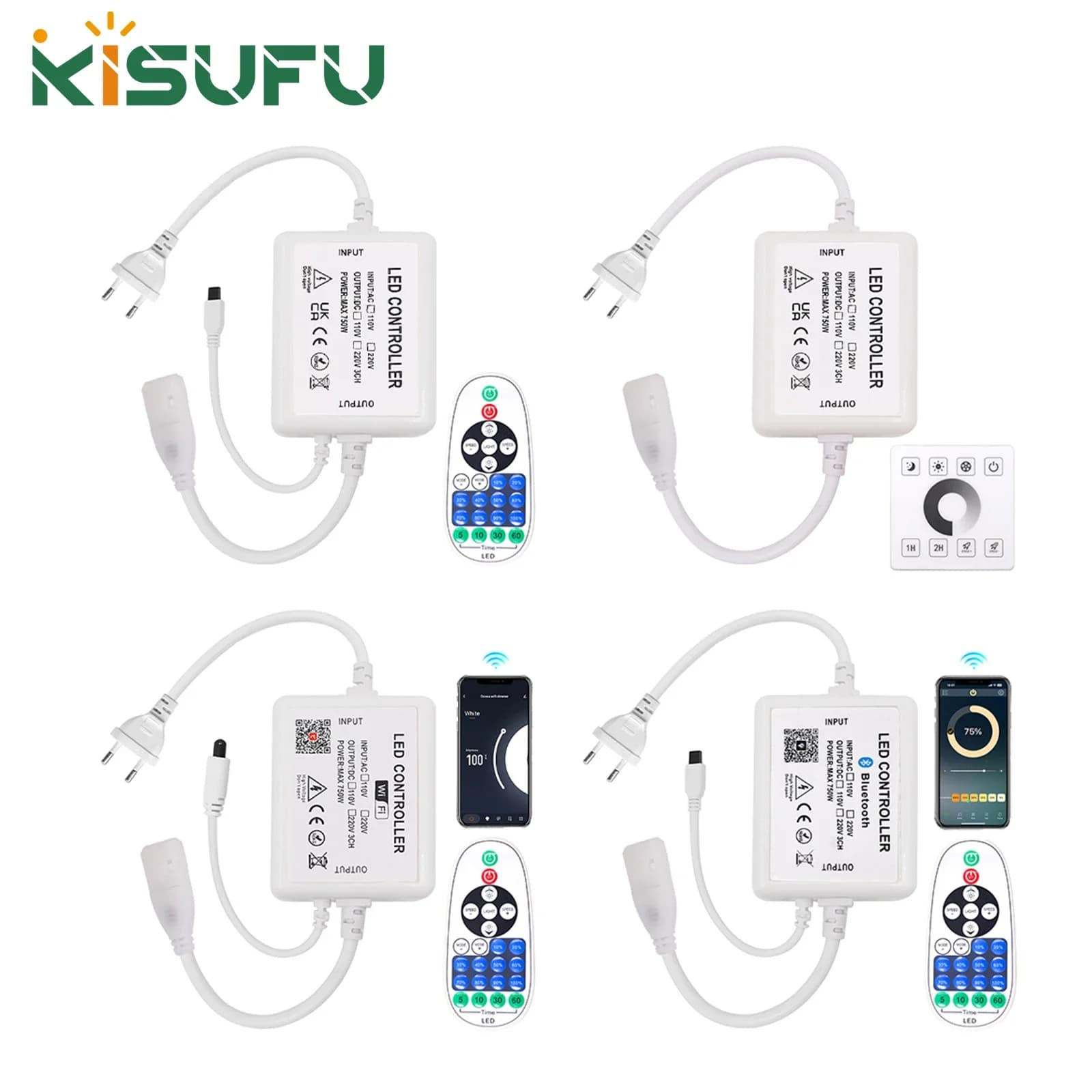 Contrôleur de variateur LED 110V-240V WIFI/Bluetooth/RF, panneau tactile, contrôleur de couleur uniq