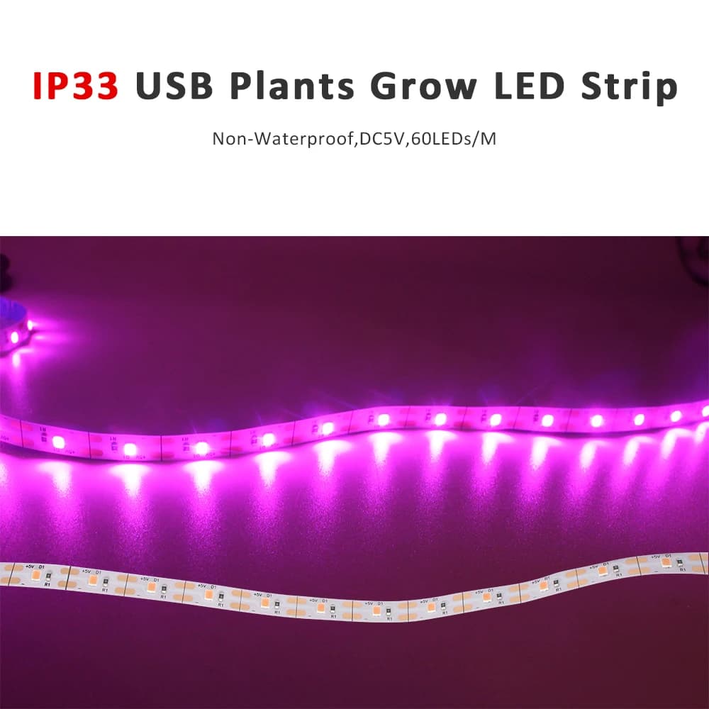 Plante lumière grandir LED bande 5V USB LED 1-5m spectre complet puce LED étanche pour serre fleur s
