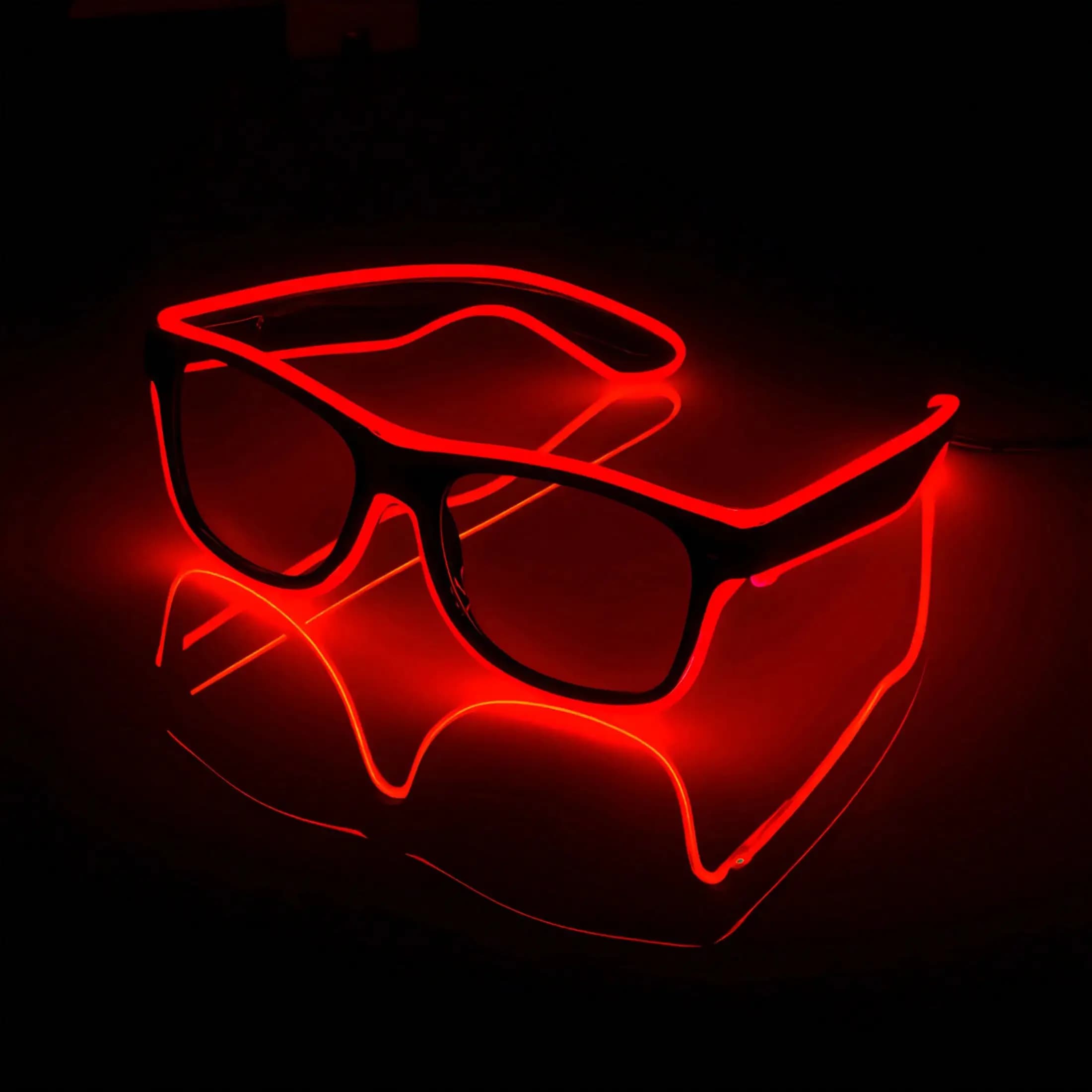Ensemble de lunettes de fête LED néon multicolores, 5 styles (vert, violet, rose, bleu glacé, rouge)