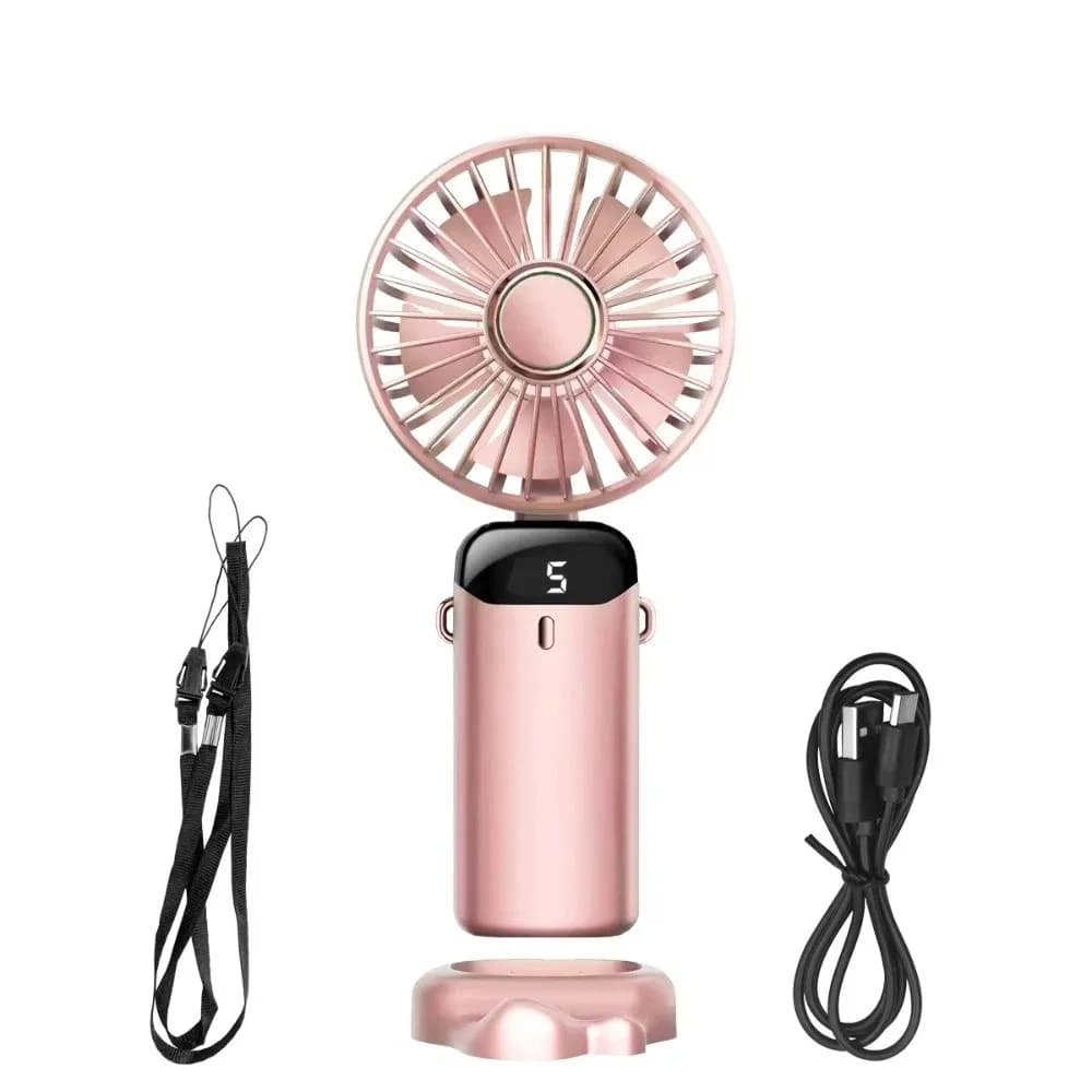 Ventilateur portable à affichage numérique LED, 5 vitesses de vent, 90° °   Ventilateur rechargeable