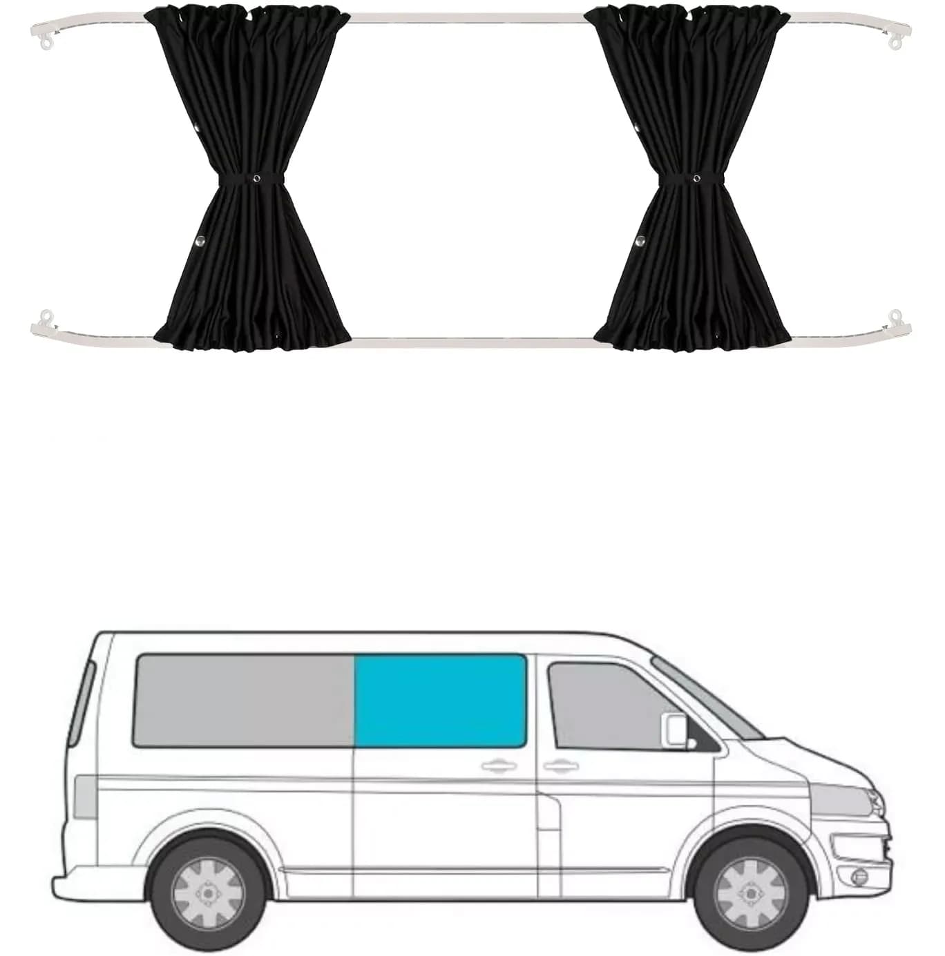 Rideaux pare-soleil occultants pour fenêtre de voiture, avec diapositives, pour Vw Transporter T5 T6