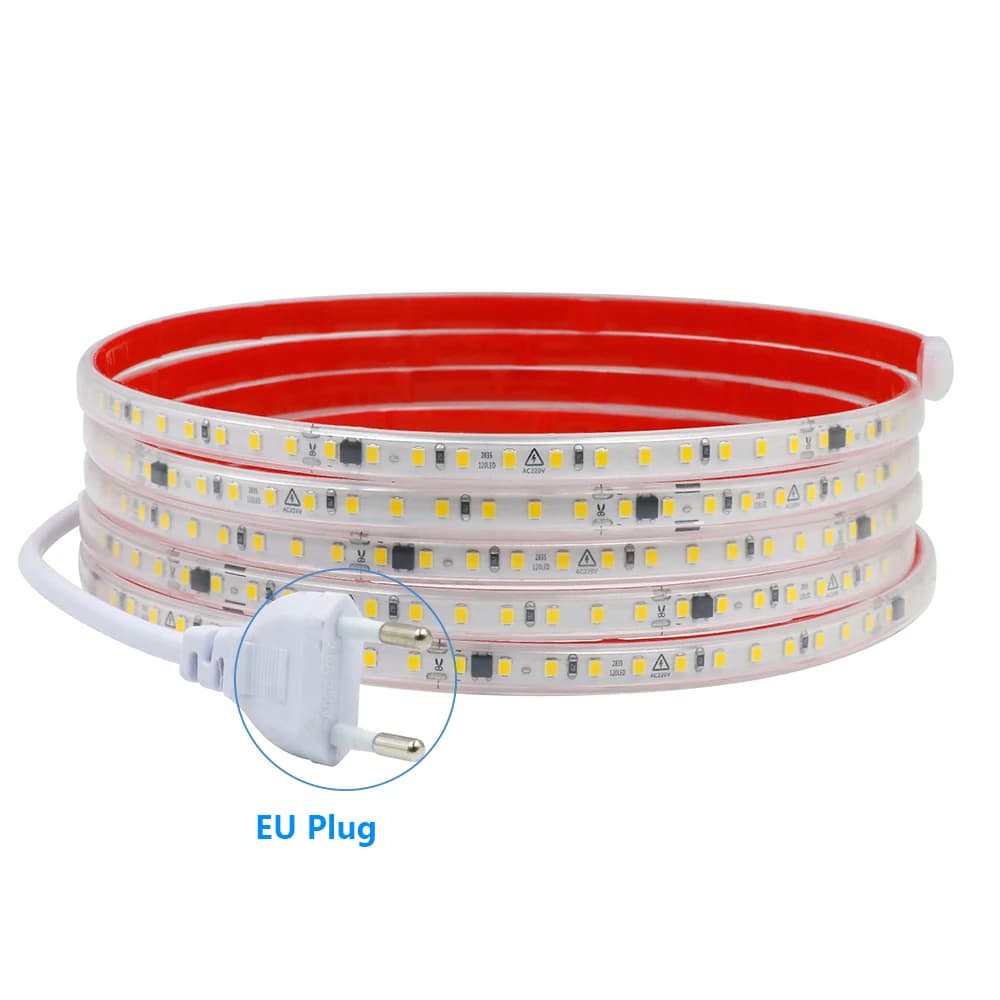 Bande lumineuse LED dimmable 220V avec interrupteur variateur, kit d'alimentation EU, ruban adhésif