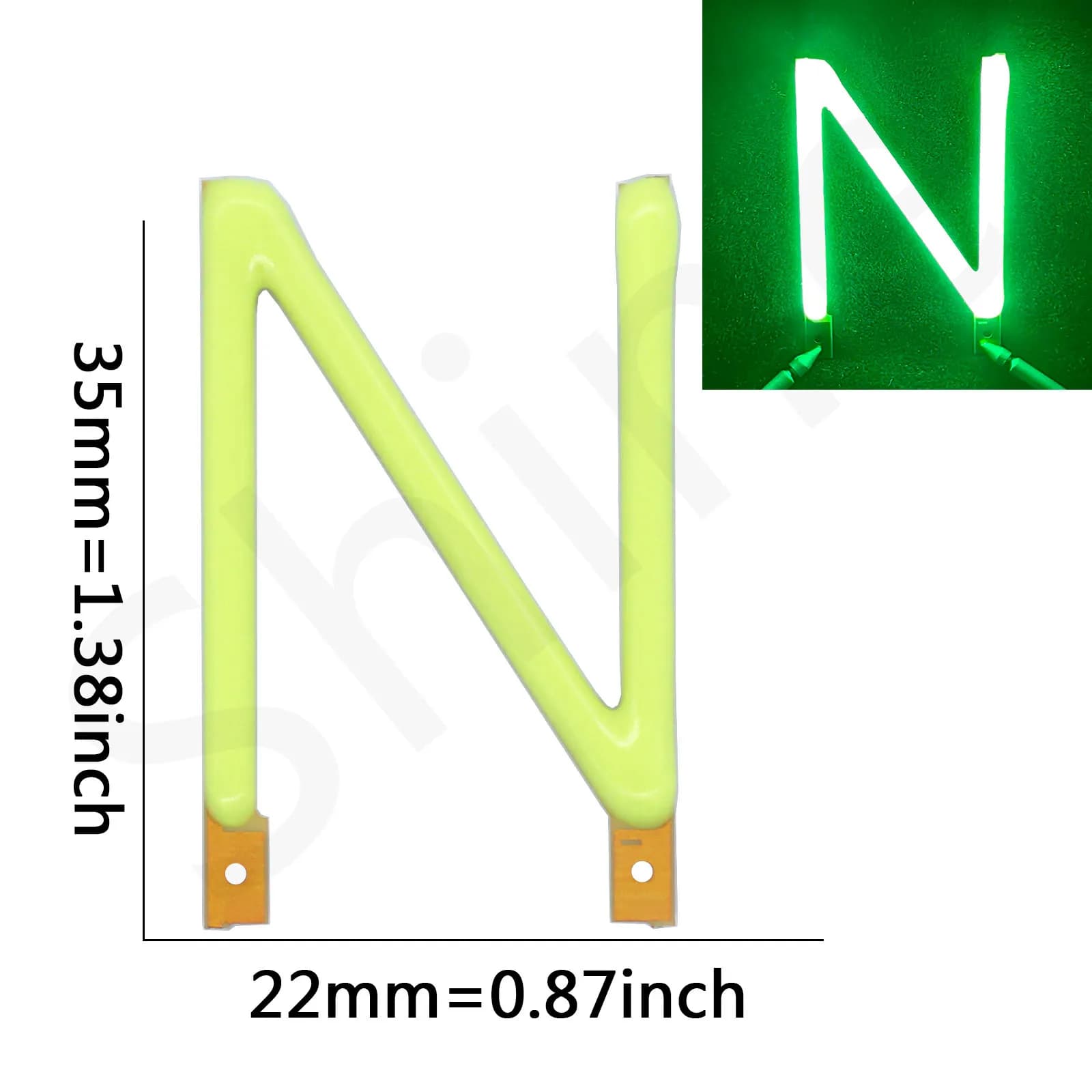 Filament de lettre anglaise LED verte COB Edison, diodes de bougie, panneau d'affichage de fête de N