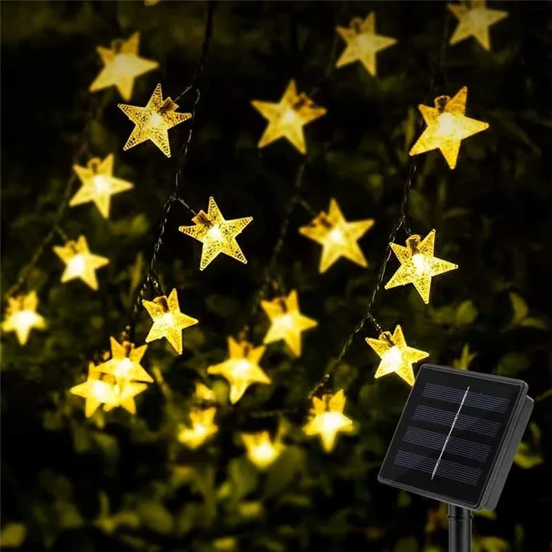 Guirlande lumineuse solaire LED en forme d'étoile, guirlande lumineuse solaire pour jardin, décorati