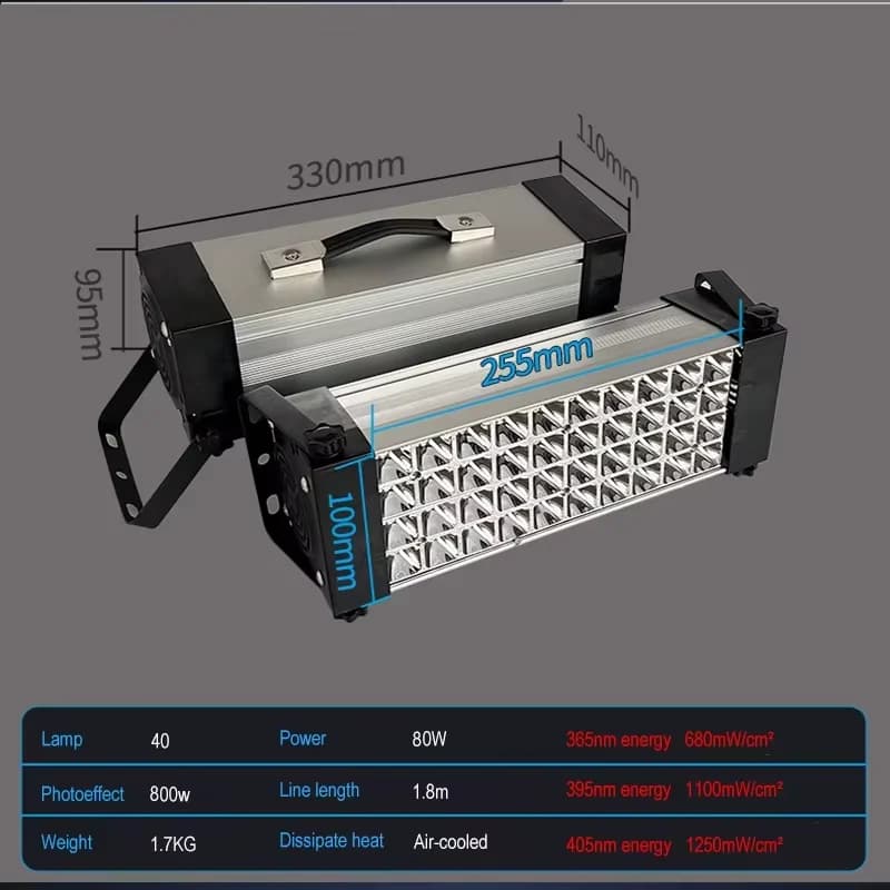 Lampe de polymérisation UV haute puissance 800W, source de lumière froide LED, impression d'écran, c