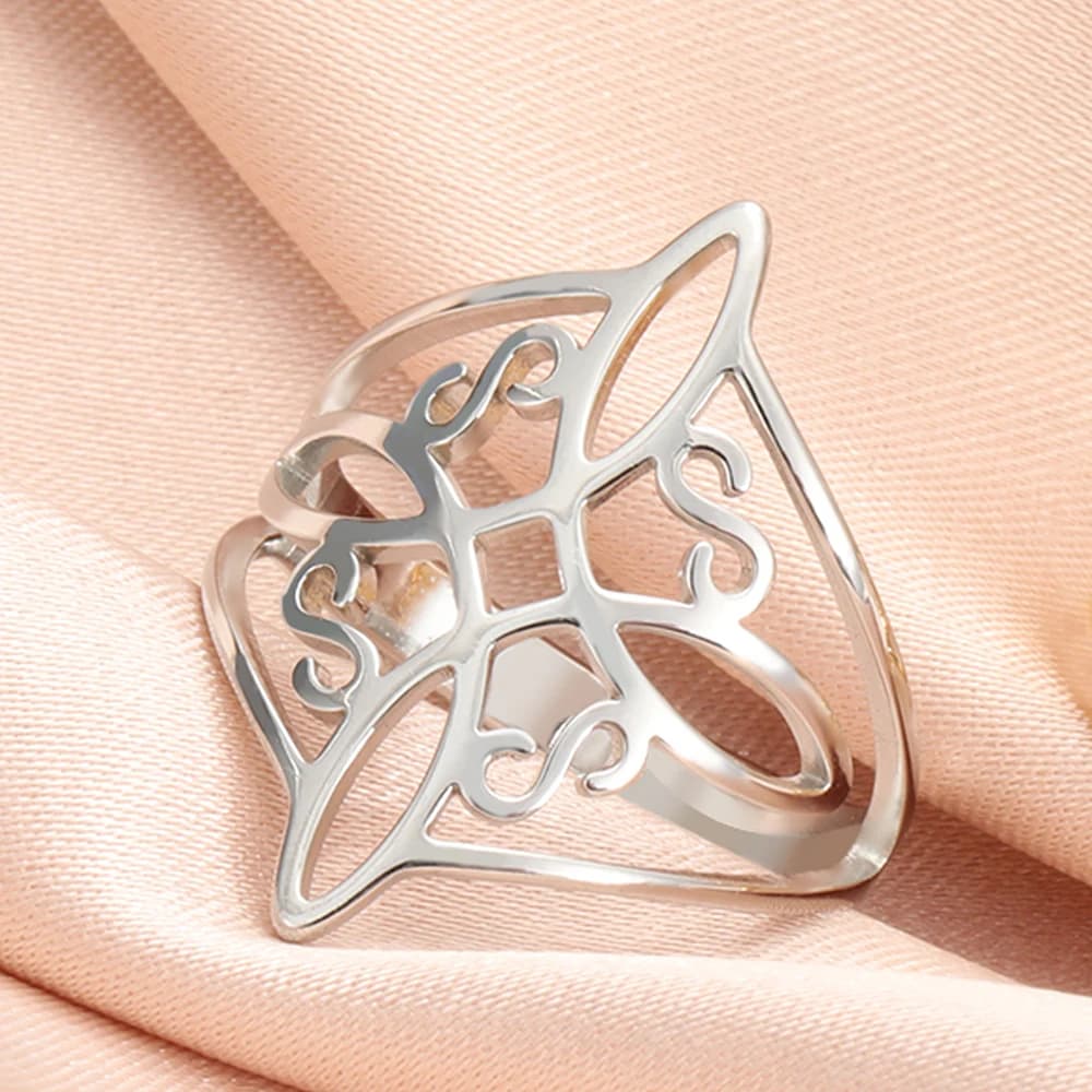 Anneau en acier inoxydable avec nœud de sorcière, croix Wiccan, nœud celtique, pour femmes et hommes