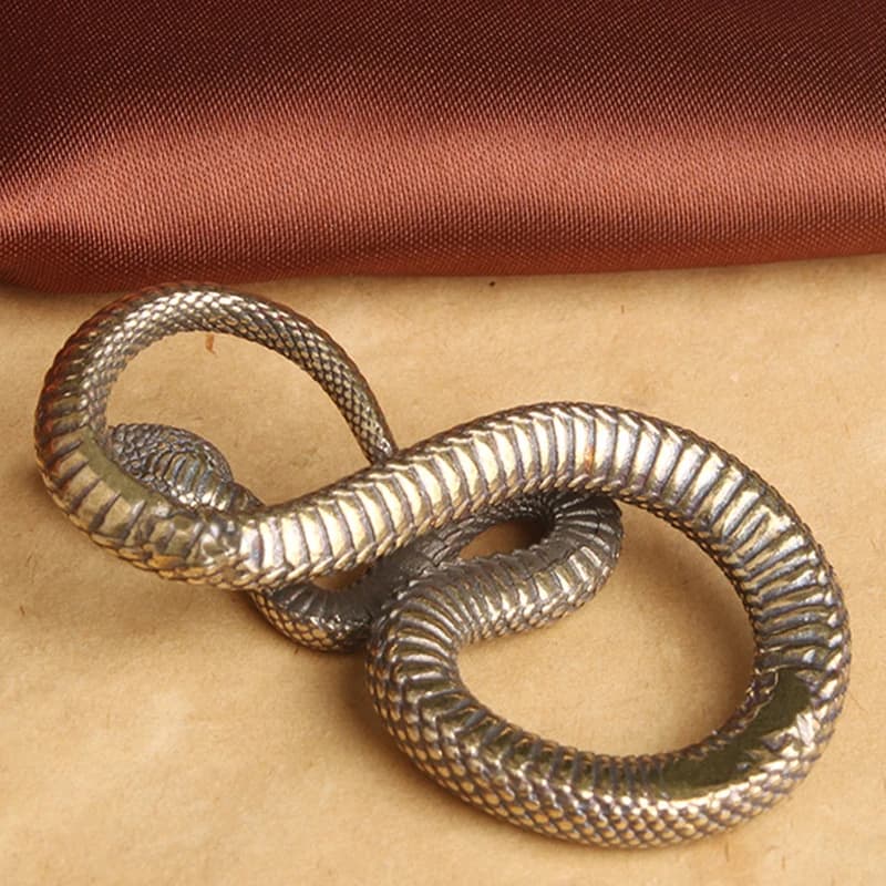 Vintage cuivre serpent thé animal de compagnie Antique Figurine Miniature maison salon décor