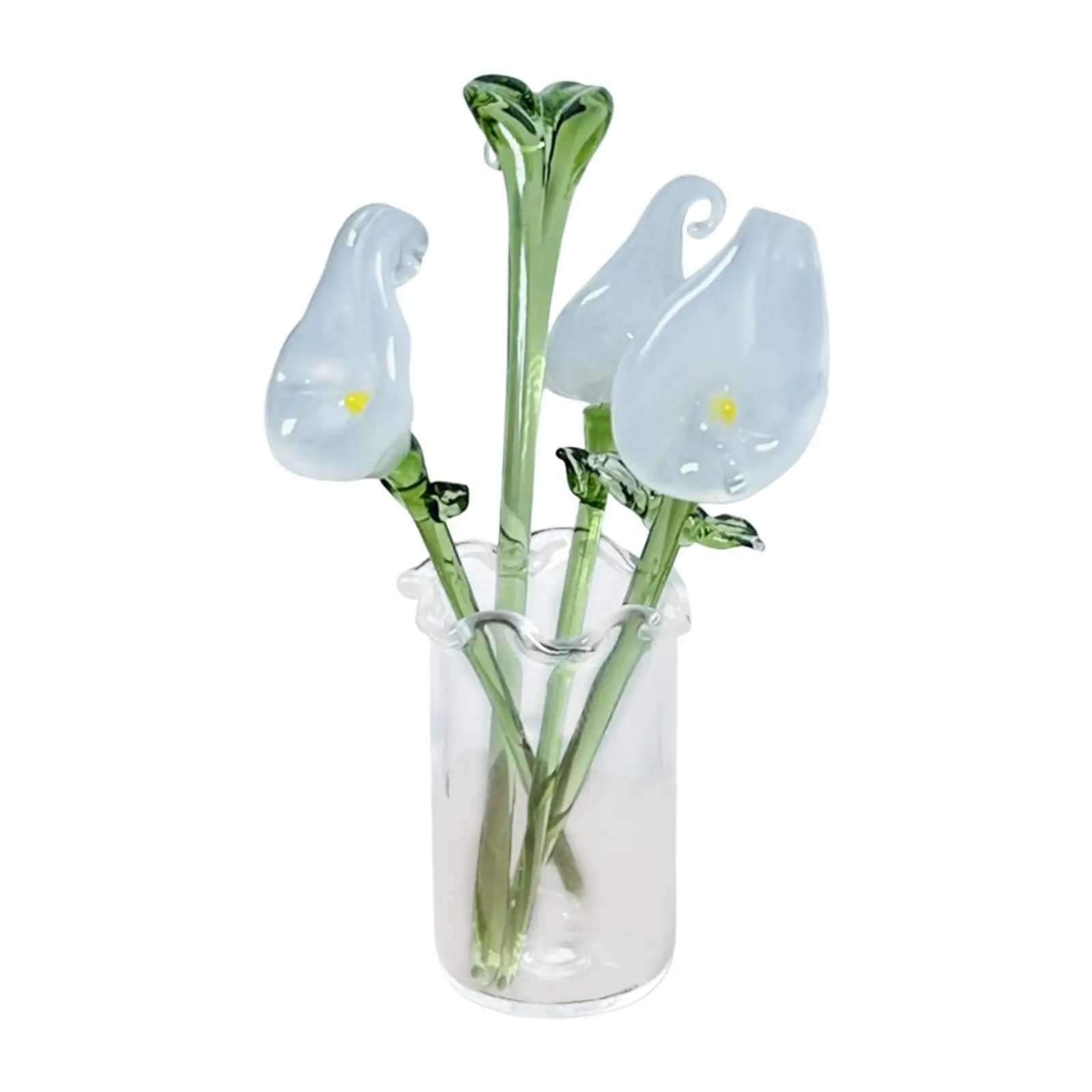 Figurine de fleurs en verre avec Vase, cadeaux, décorations pour la maison, le bureau, Bouquet, cade