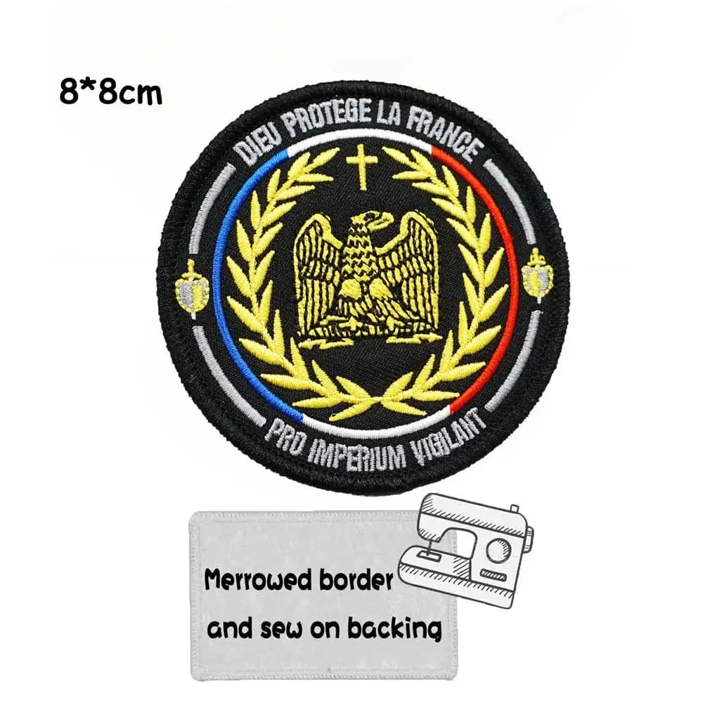 Proverbe française "DIEU PROTEGE LA FRANCE" Patch brodé à crochet et boucle à coudre sur insigne mil
