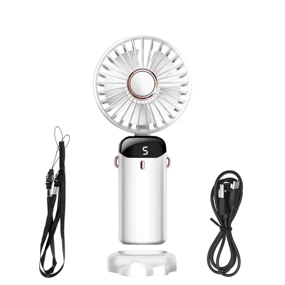 Ventilateur portable à affichage numérique LED, 5 vitesses, rechargeable par USB, ventilateur rechar