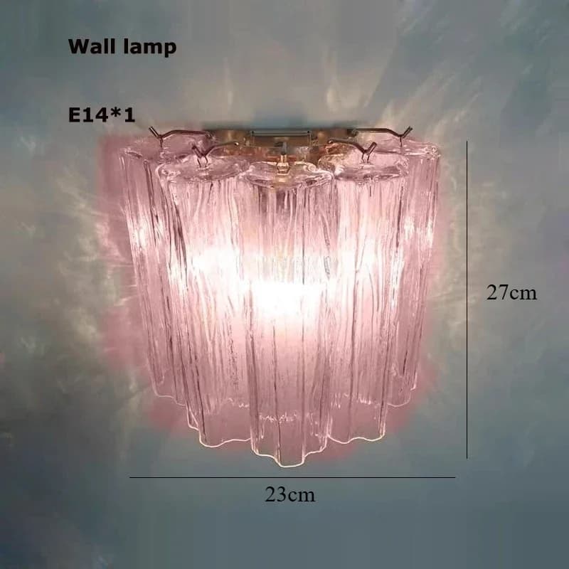 Rétro Villa escalier Murano cristal lustre français salle de mariage salon rose verre suspension lum