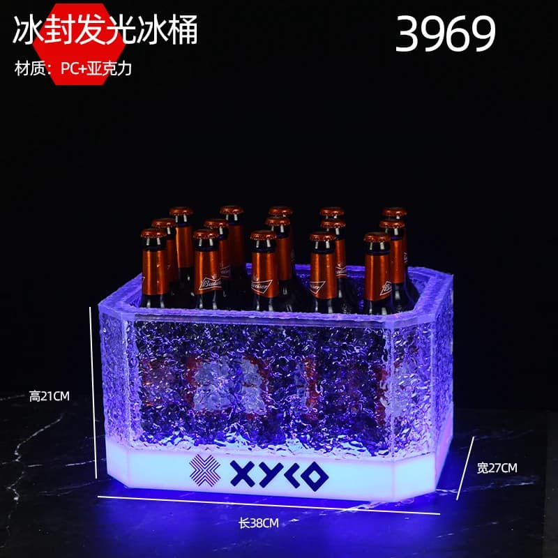 Seau à glace lumineux Rechargeable à LED, seau à Champagne pour Bar KTV, seau à bière dédié aux boît