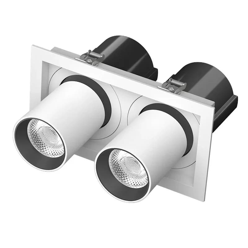 Projecteurs LED pliables télescopiques à grille, série 1, 2 ou 3 têtes, lampe carrée encastrée anti-