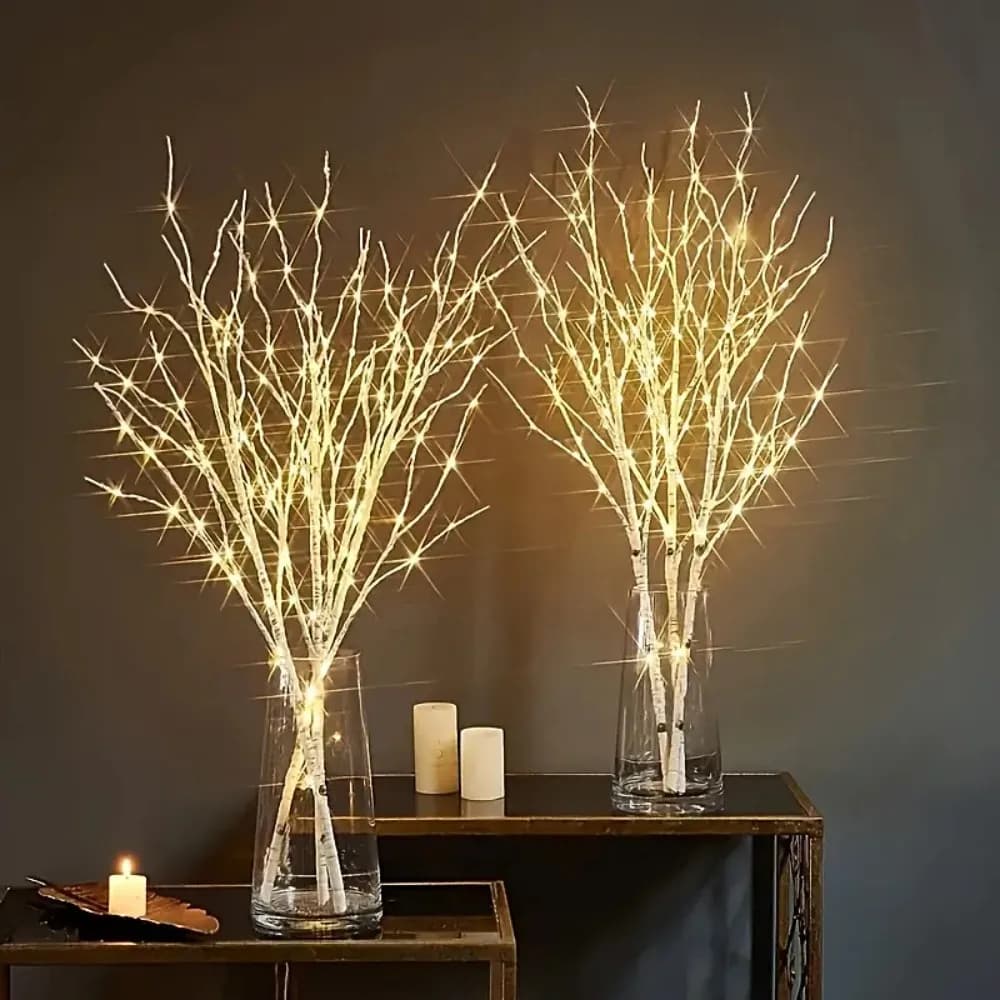 Branche de bouleau en fil de cuivre 50LED, 1 pièce, disponible en blanc et marron, adaptée au salon,