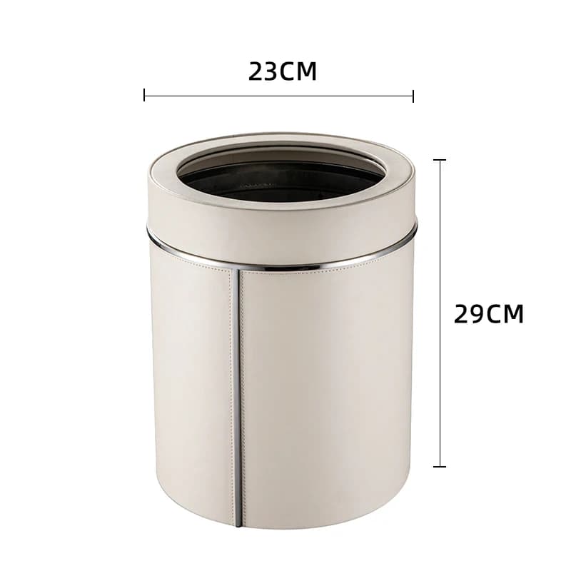 Poubelle de luxe en acier inoxydable avec poubelle en cuir de grande capacité pour récipient poubell