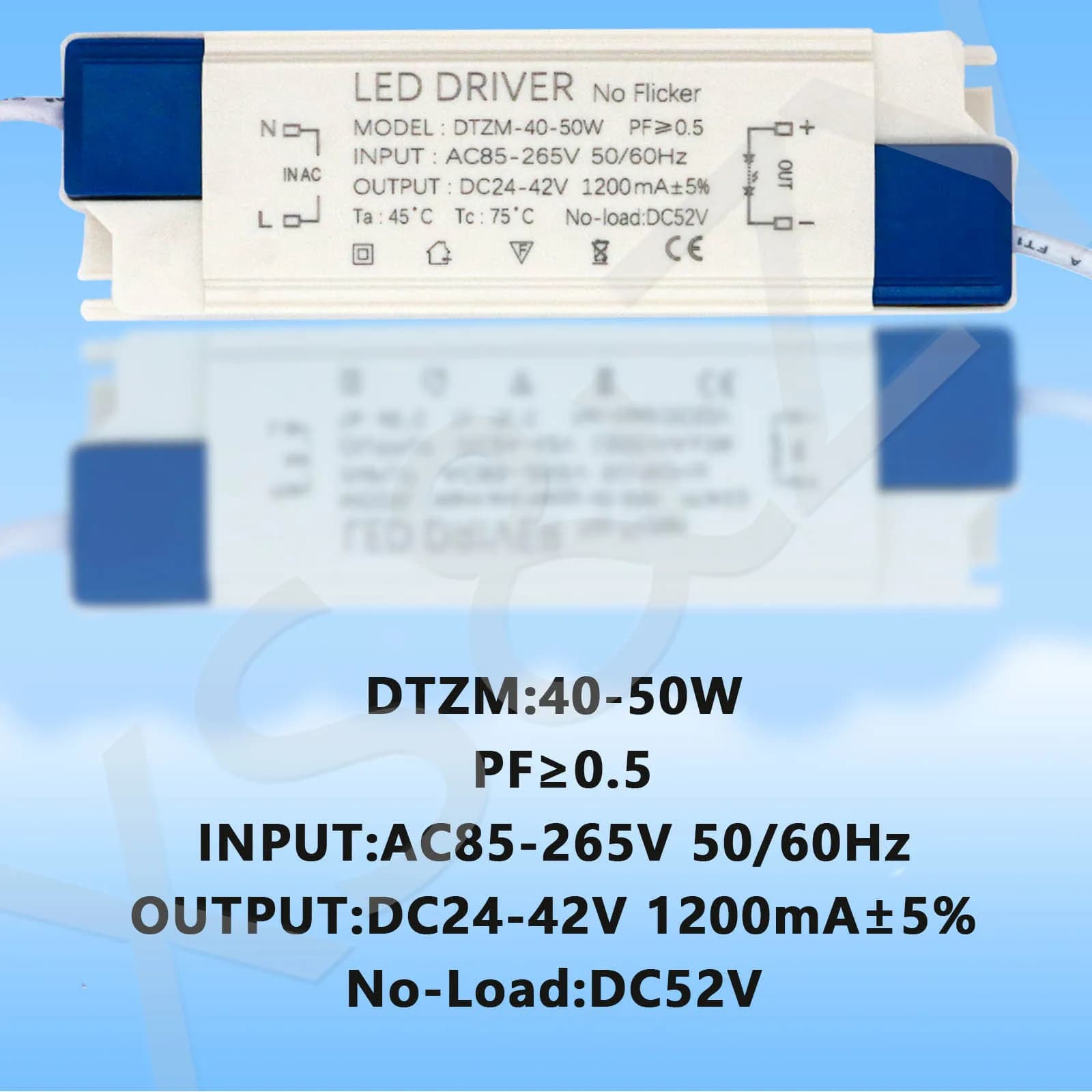 Transformateur d'alimentation LED 40-50W, sortie DC24-42V, 110V, 220V, 1200mA, 1500mA, pilote extern