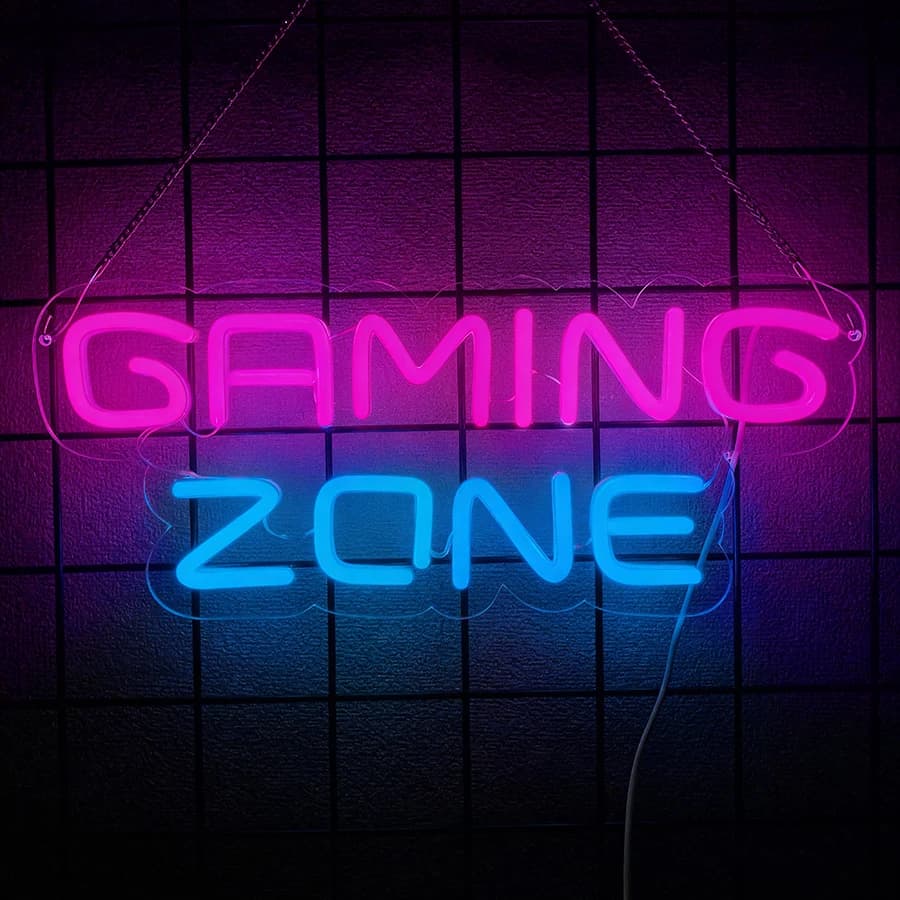 Enseigne néon LED Gaming Zone pour la décoration murale de chambre de adolescents, enseigne néon USB