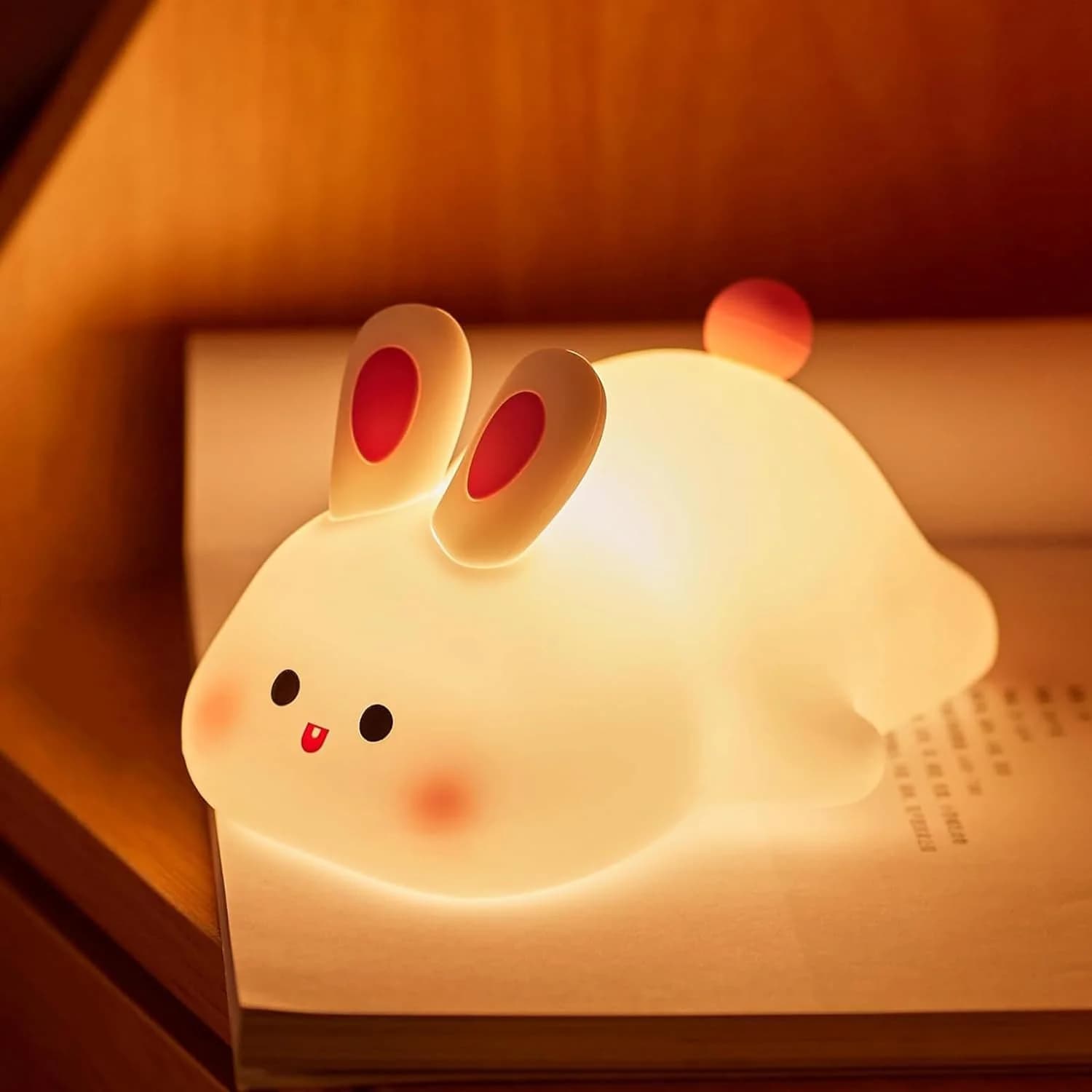 Mignon dessin animé LED veilleuses lapin Silicone lampe USB Rechargeable synchronisation chevet dorm