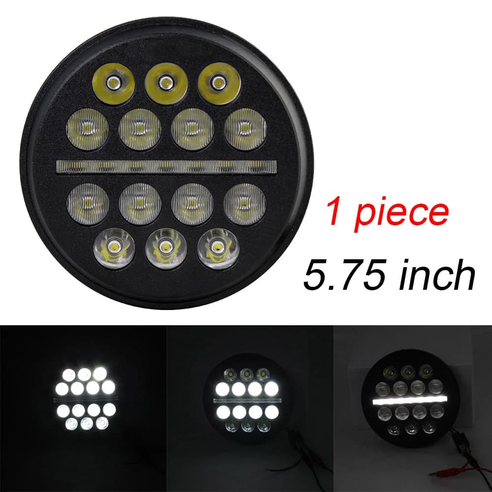 Phare LED rond de 7 pouces, 5.75 pouces, 4.5 pouces, faisceau haut et bas avec phare DRL pour Jeep W
