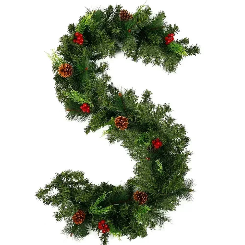 Couronne de Noël LED en rotin décorative, guirlande de Noël artificielle arbre de Noël rotin bannièr