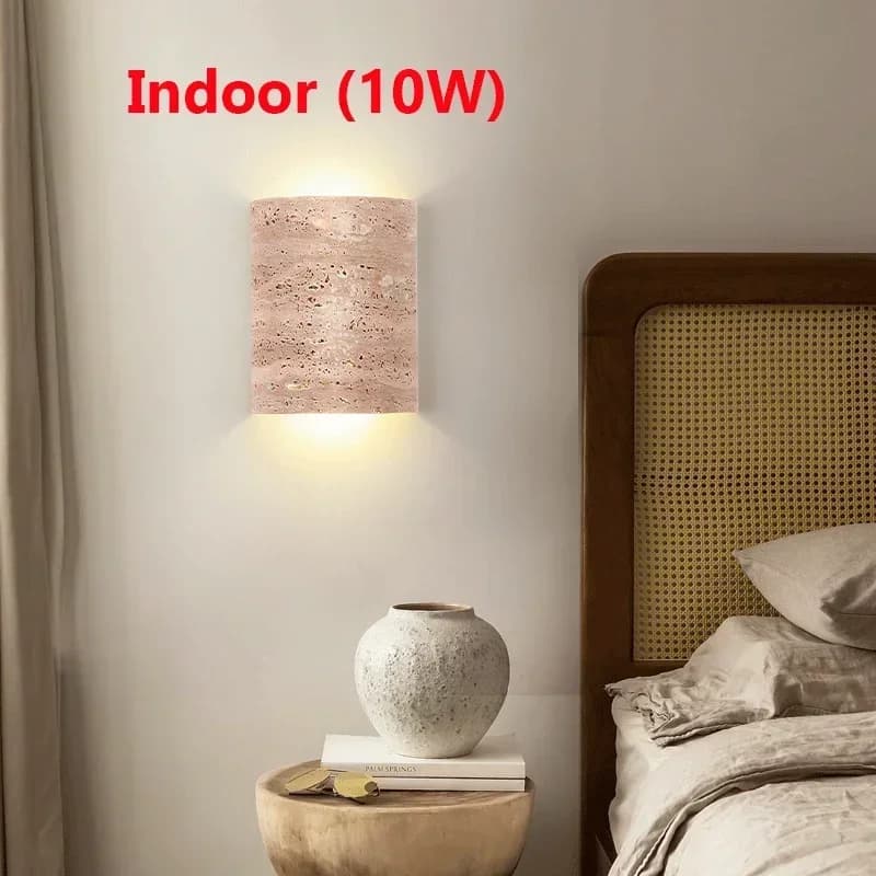 Wabi-sabi chambre applique jaune travertin pierre naturelle LED haut vers le bas lumière pour la mai