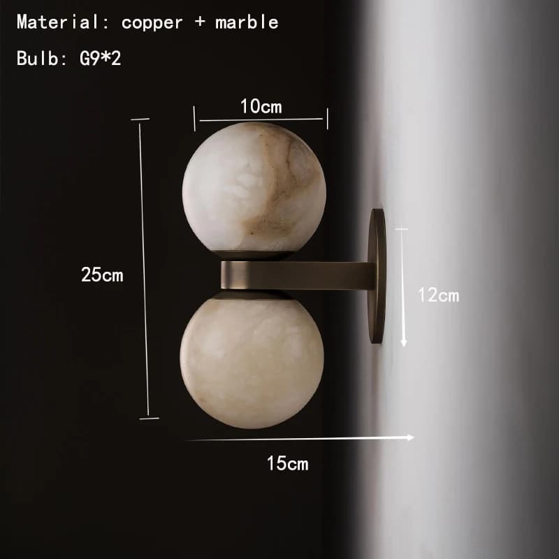 Applique murale globe rétro en marbre naturel, luminaire décoratif pour la maison, bar, chambre, écl