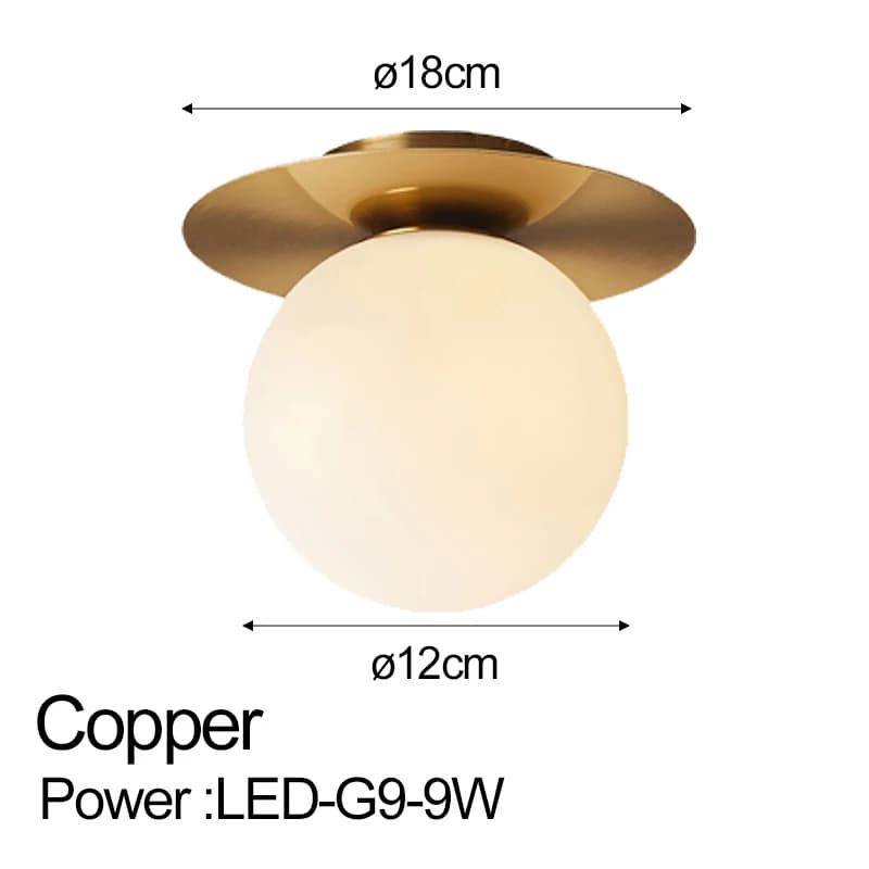 Plafonniers LED nordiques pour couloir allée balcon 9w LED plafonnier pour balcon avec boule de verr