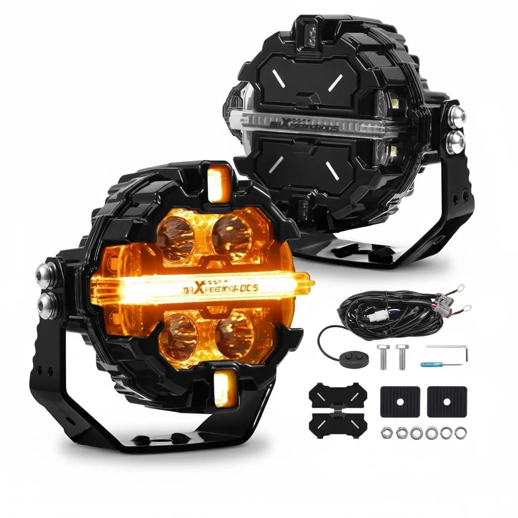 Feux de brouillard LED, phares de conduite RGB en aluminium de 3,5 pouces/89 mm, feux de conduite DR
