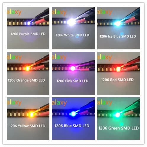 Diode lumineuse LED SMD super brillante, rouge, vert, bleu, jaune, blanc, RVB, bleu glacé, eau UV, 1