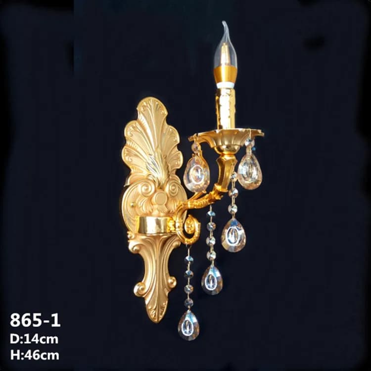 Applique murale à bougie en cristal, lampe de chevet française pour salon, chambre à coucher, person