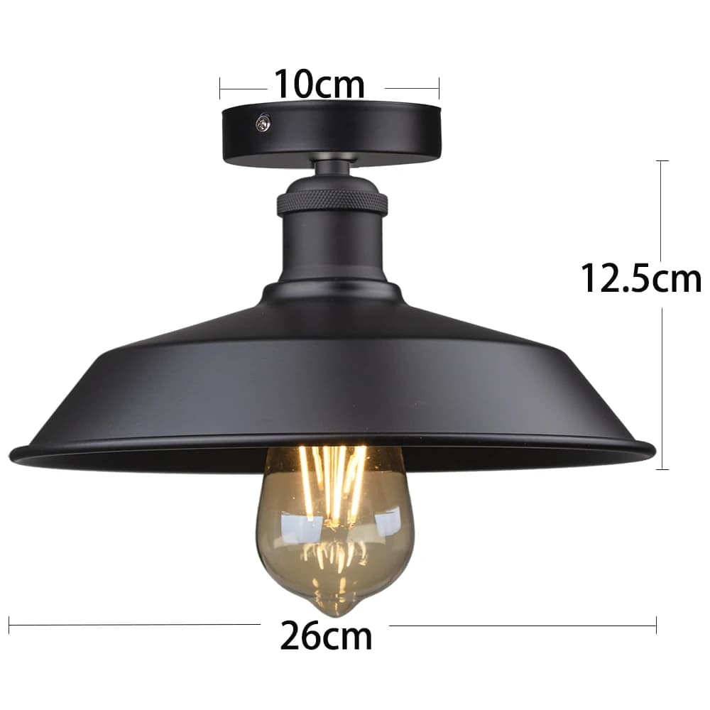 Plafonnier Industriel Semi-Encastré Vintage, Lampe Suspendue en Métal Rétro pour Couloir, Escalier,