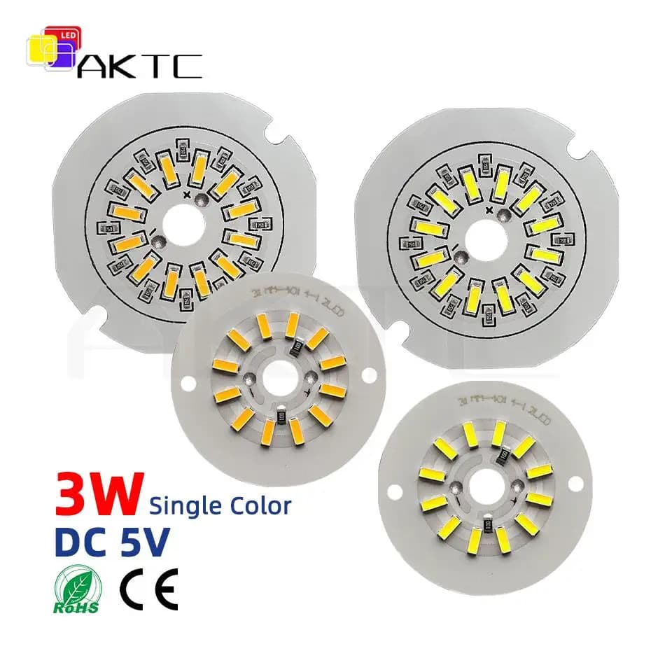 Panneau lumineux LED rond monocromodulaire, 5 pièces, 5V 3W, perles de lampe basse tension, panneau