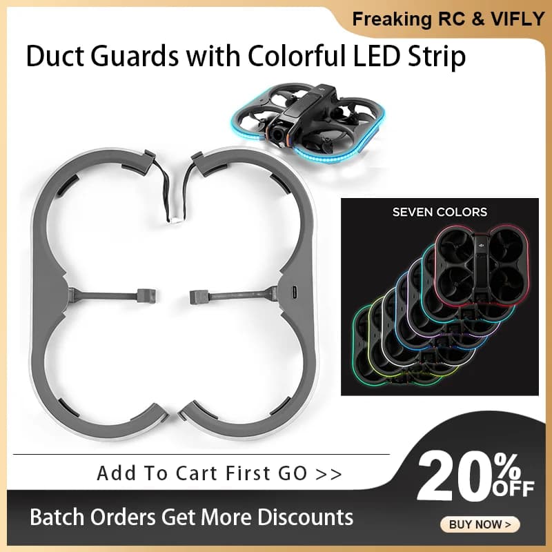 VIFLY Protections de conduits avec bande LED colorée pour DJI Avata 2