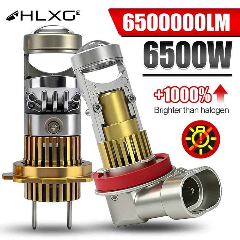 Ampoule de phare de voiture à lentille LED H7 H4 9005 9006 CSP 1:1 Mini projecteur 6000K Canbus H8 H