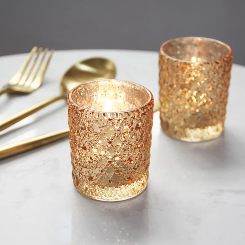 Bougeoir verre doré tasse chandelier Led bougies chauffe-plat pour Table de mariage décoration de la