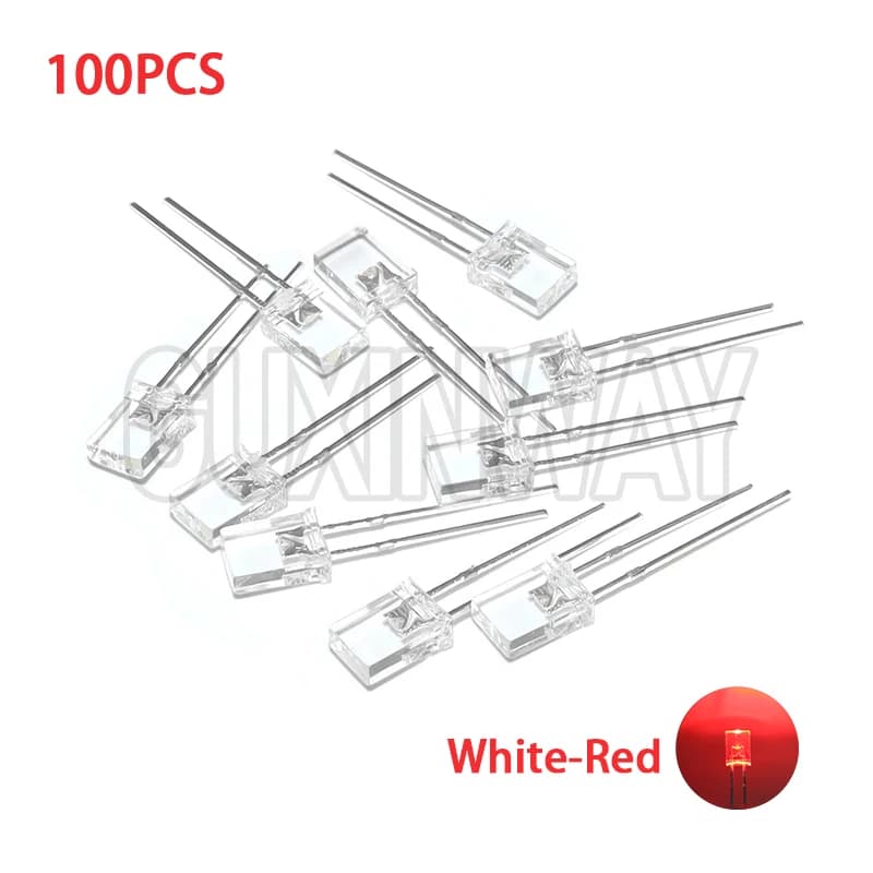 100 pièces 2X5X7 carré LED 257 diode électroluminescente rouge blanc jaune rouge vert bleu 2*5*7 Kit