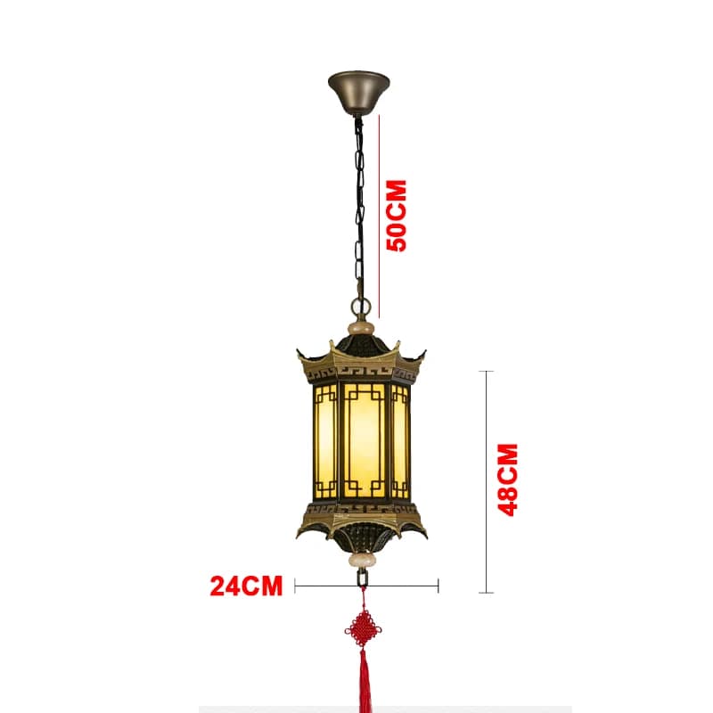 Luminaire suspendu hexagonal d'extérieur étanche de style chinois pour cour, villa, entrée, éavement