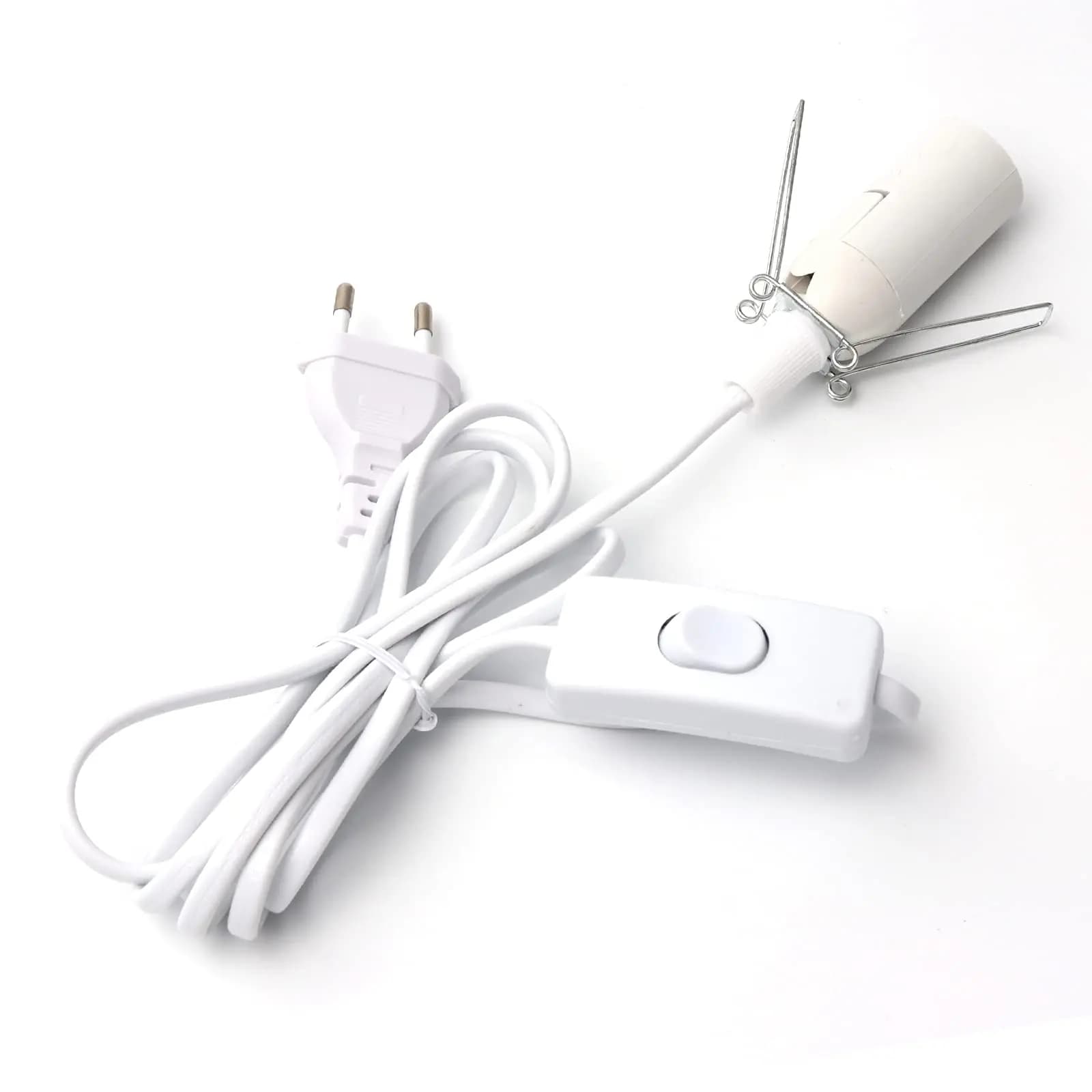 Câble d'alimentation de 1.8m avec interrupteur 303, Clip métallique, douille E14 E27, Base de lampe,