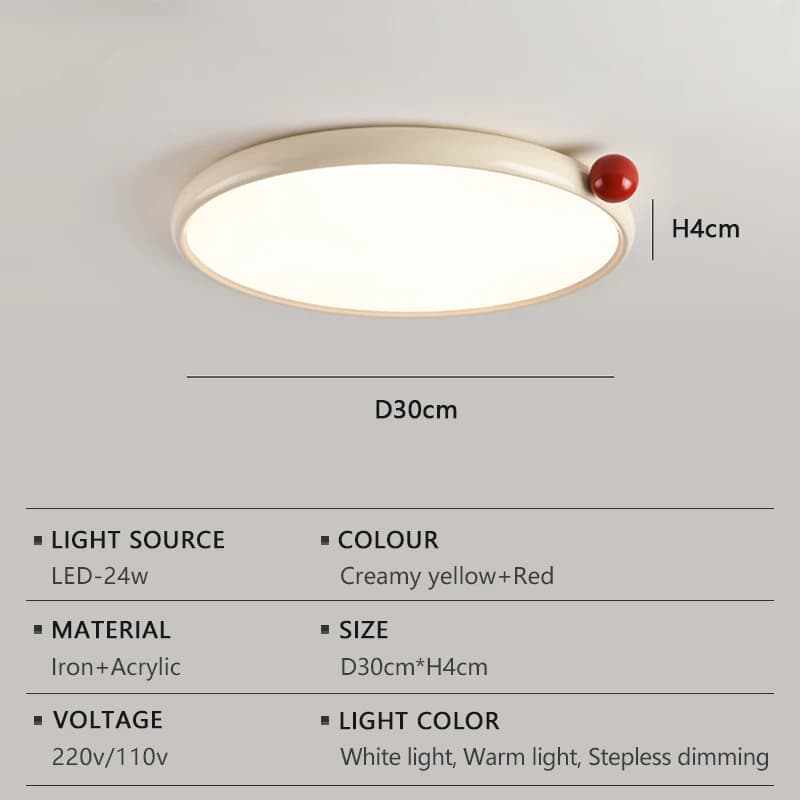 Plafonnier LED Nordique Crème Style Soucoupe Volante pour Salon, Chambre, Chevet, Salle à Manger, Hô