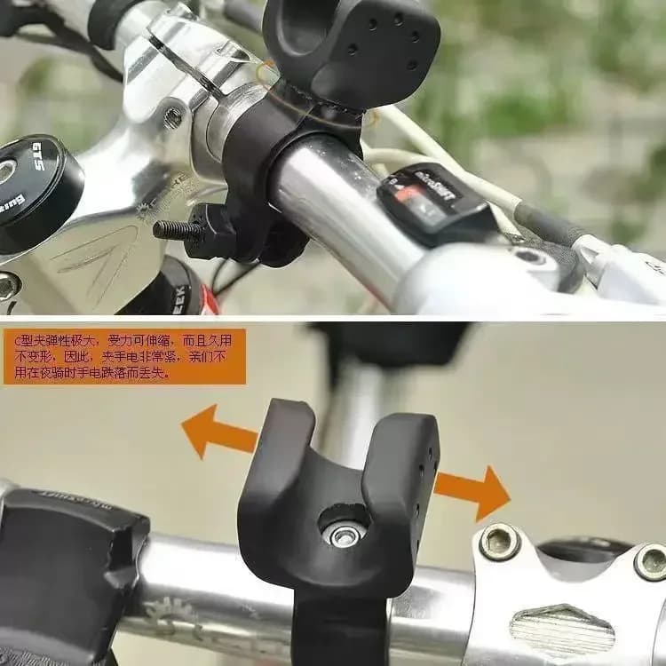 Guidon de vélo lampe de poche support à pince guidon d'équitation universel 360 degrés rotatif vélo