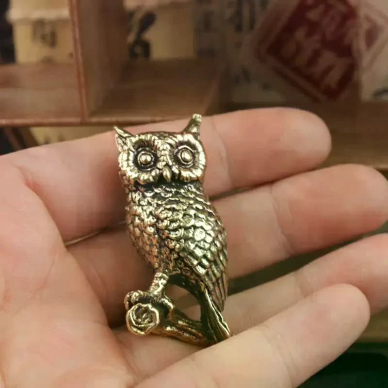 Statue d'hibou vintage en laiton antique, ornement mignon pour la maison, le bureau, la décoration d
